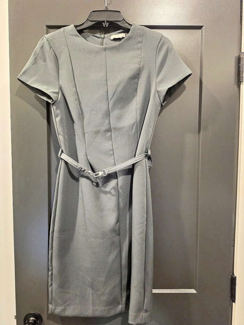 H&M Belted Gray Midi Dress
